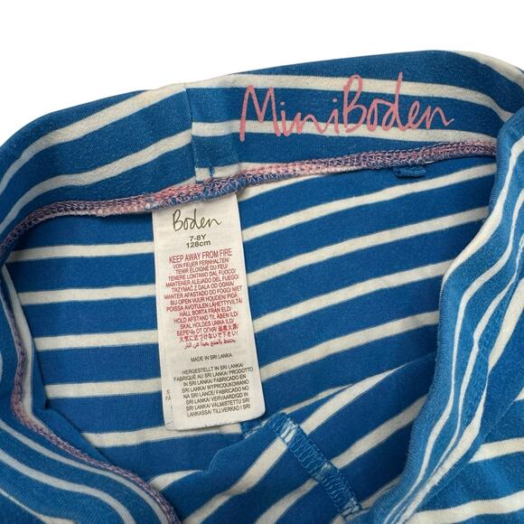MINI BODEN Dinosaur Stripe Appliqué Leggings Size 7-8 Girls Blue White *READ* - Picture 4 of 6